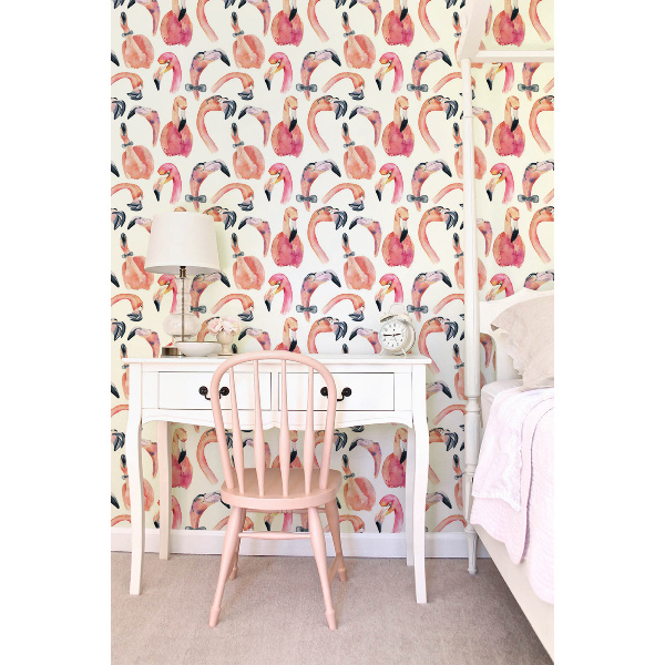 Fotobehang Gekke roze flamingo's