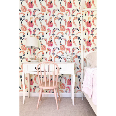 Fotobehang Gekke roze flamingo's