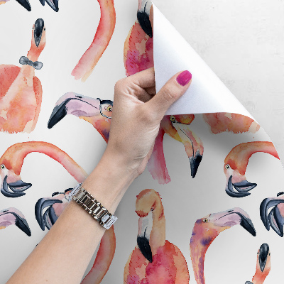 Fotobehang Gekke roze flamingo's