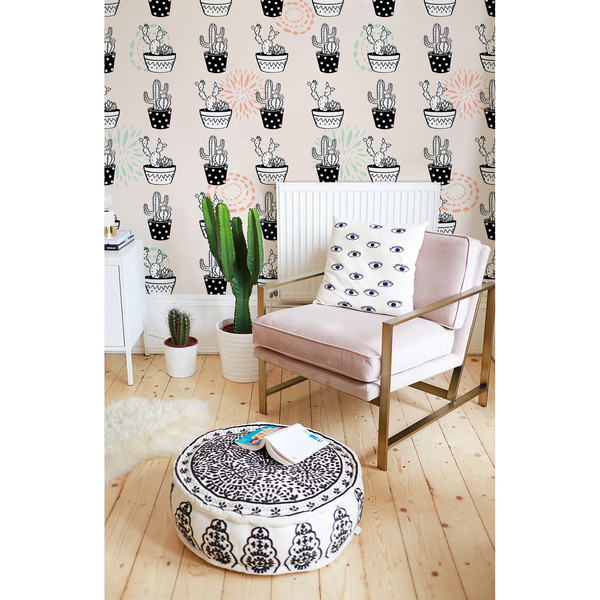 Fotobehang Vrolijke cactussen in potten