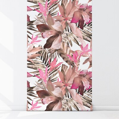 Fotobehang Tropische vegetatie in zoete kleuren