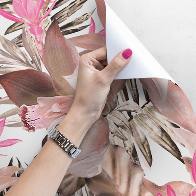 Fotobehang Tropische vegetatie in zoete kleuren