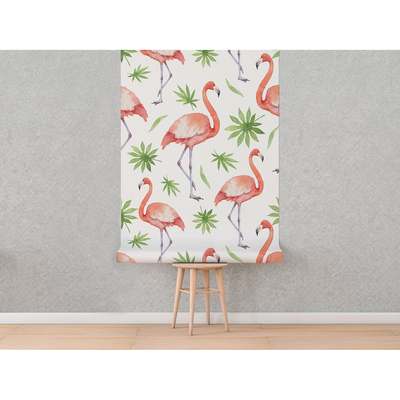 Fotobehang Dansende flamingo's bij zonsondergang