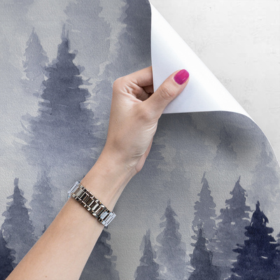 Fotobehang Mistige ochtend in het naaldbos