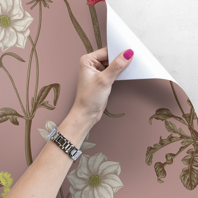 Fotobehang Bloeiende rode weide