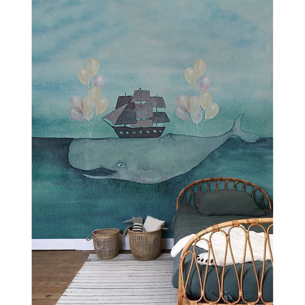 Fotobehang Mam! Pap! Er is hier een walvis!