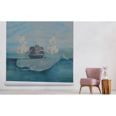 Fotobehang Mam! Pap! Er is hier een walvis!