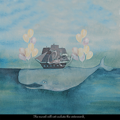 Fotobehang Mam! Pap! Er is hier een walvis!