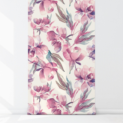 Fotobehang Lila romantische bloemen