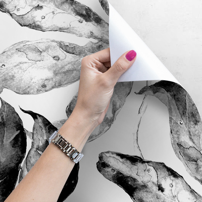 Fotobehang Bladeren in zwart-wit