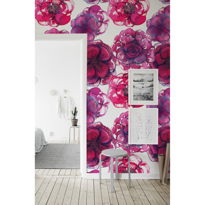 Fotobehang Rode rozen in aquarelstijl