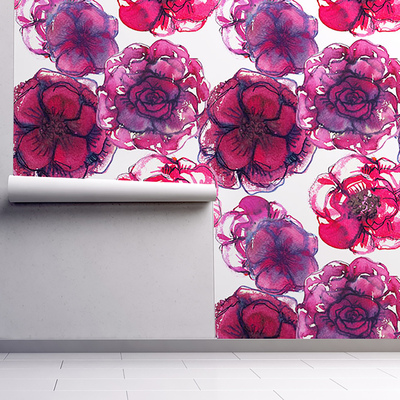 Fotobehang Rode rozen in aquarelstijl