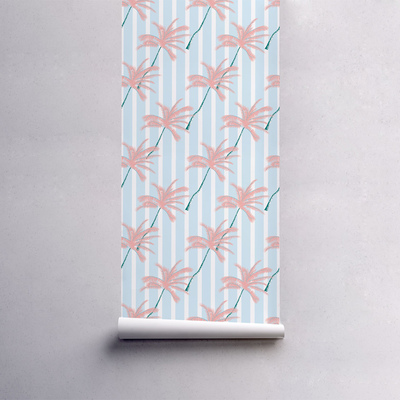 Fotobehang Magische roze palmbomen