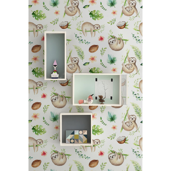 Fotobehang Schattige luiaards op de takken