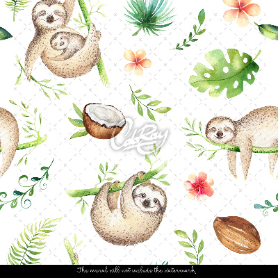 Fotobehang Schattige luiaards op de takken