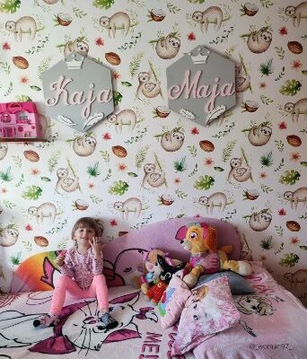 Fotobehang Schattige luiaards op de takken