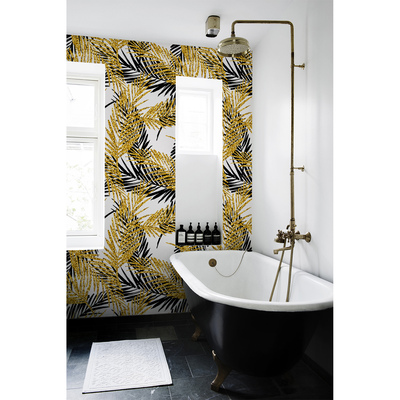 Fotobehang Tropische bladeren badend in goud