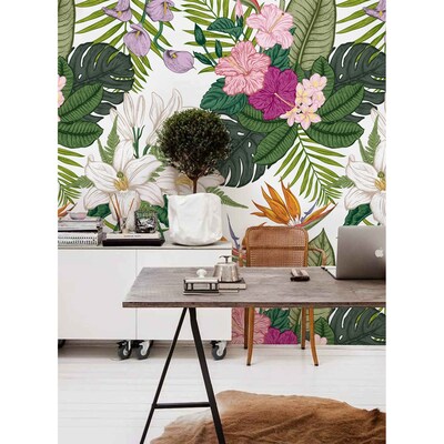 Fotobehang Een sprookjesachtig eiland vol bloemen