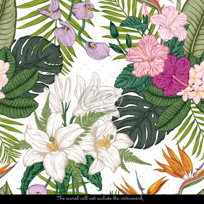 Fotobehang Een sprookjesachtig eiland vol bloemen