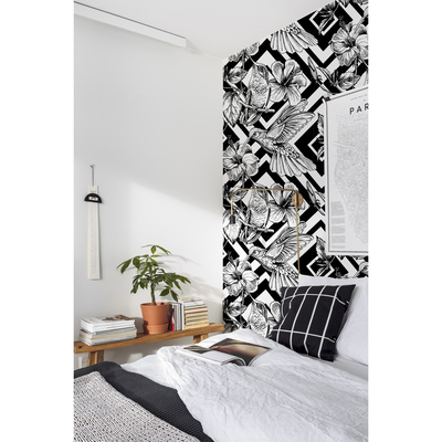 Fotobehang Kolibries tussen de Hibiscus