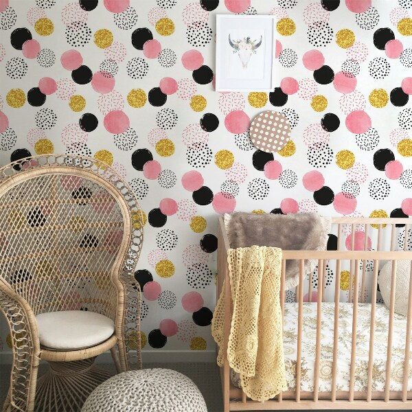 Fotobehang Schattige kleurrijke stippen