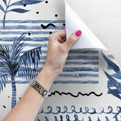 Fotobehang Koel palmblauw