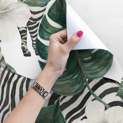 Fotobehang Zebra's tussen paradijsplanten