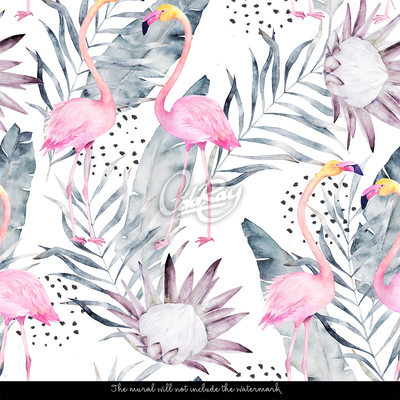 Fotobehang Rust tussen de flamingo's