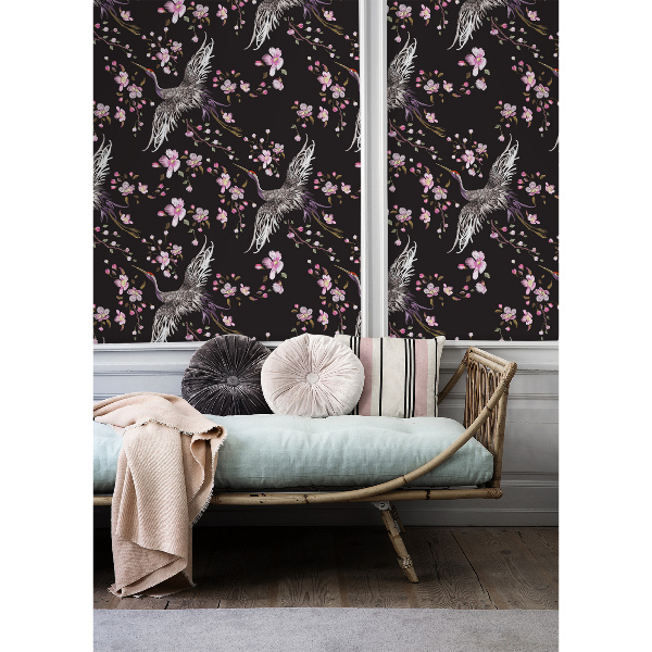 Fotobehang Chinese zilverreigers in bloemen