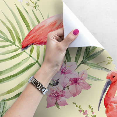 Fotobehang Charmante flamingo's