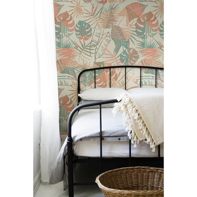 Fotobehang Beige pastelbladeren