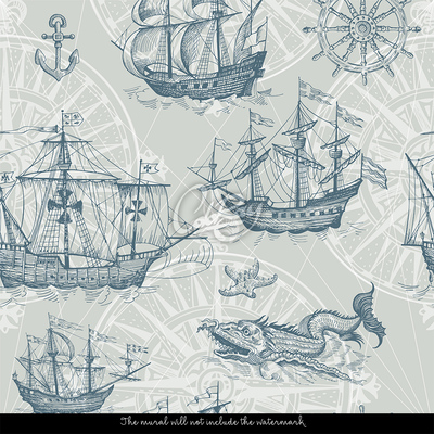 Fotobehang Vikingzeekaart