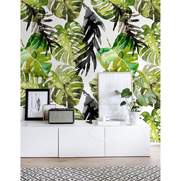 Fotobehang Camouflage Monstera-bladeren