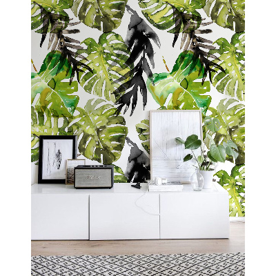 Fotobehang Camouflage Monstera-bladeren
