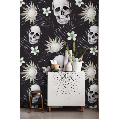 Fotobehang Met bloemen voor hun gezicht