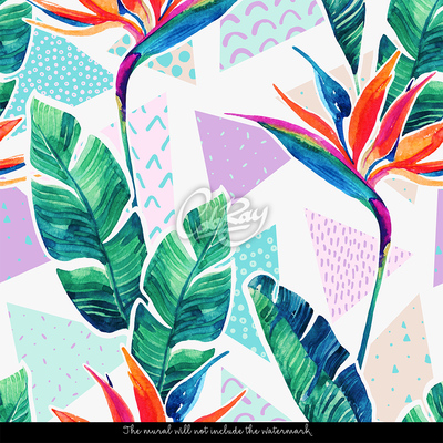 Fotobehang Jungle in boho-kleuren