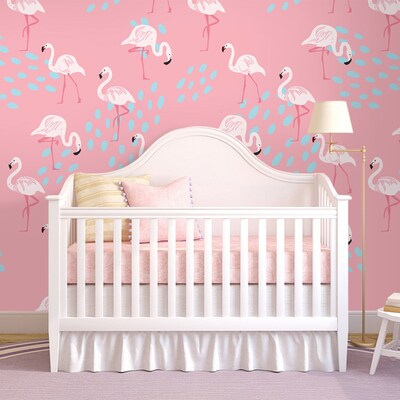 Fotobehang Een wandeling tussen de flamingo's