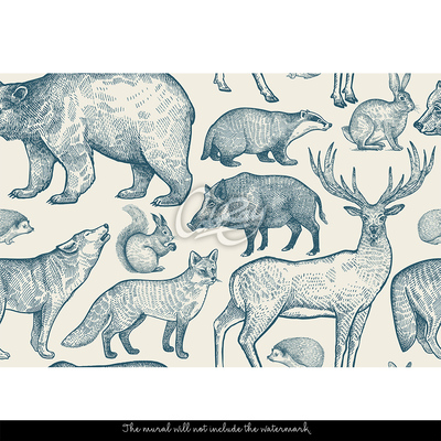 Fotobehang Bezoekende bosdieren