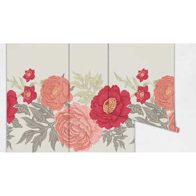 Fotobehang In een tuin vol pioenrozen