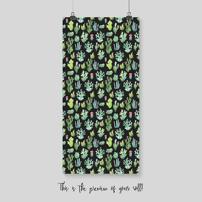 Fotobehang Kleine cactussen op een zwarte achtergrond