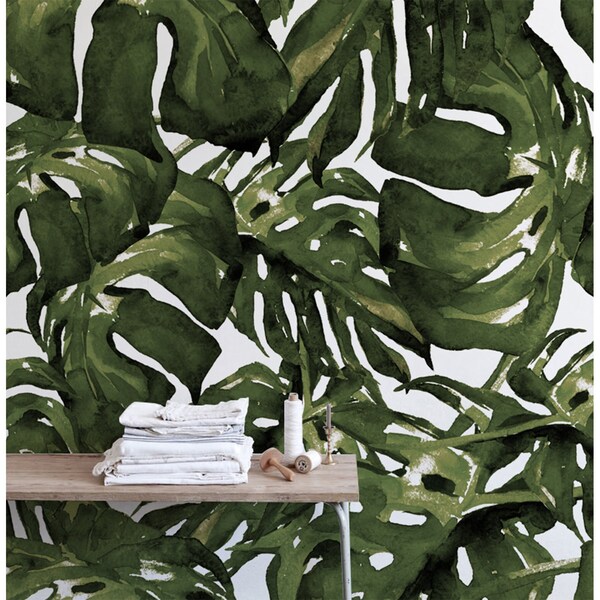 Fotobehang Monstera beschilderd met verf