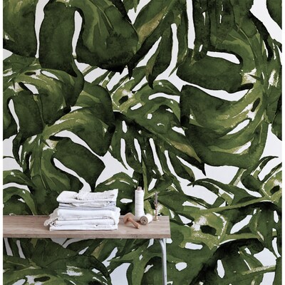 Fotobehang Monstera beschilderd met verf