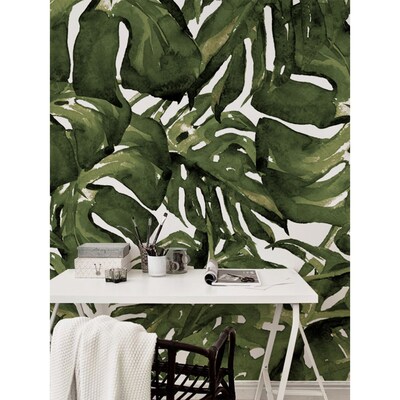 Fotobehang Monstera beschilderd met verf
