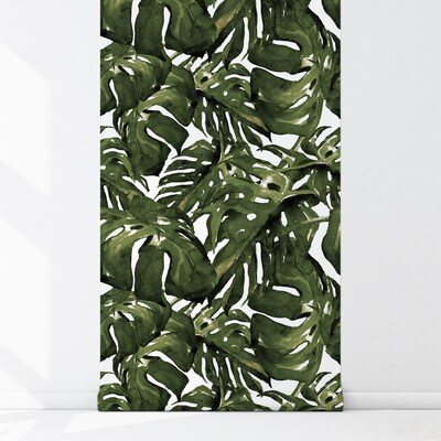 Fotobehang Monstera beschilderd met verf