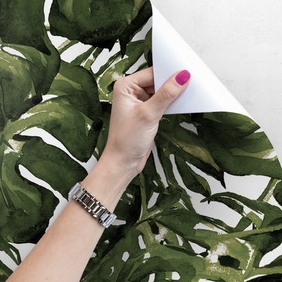 Fotobehang Monstera beschilderd met verf