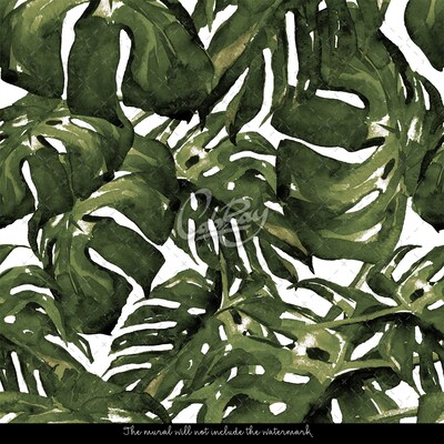 Fotobehang Monstera beschilderd met verf