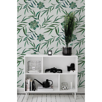 Fotobehang Charmante vetplanten in bladeren