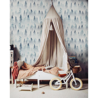 Fotobehang Bos gehuld in dikke mist