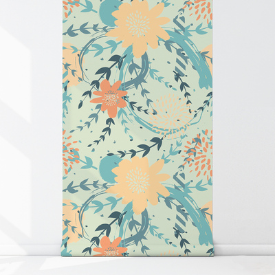 Fotobehang In het struikgewas van bloemen