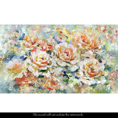 Fotobehang Romantische geschilderde rozen